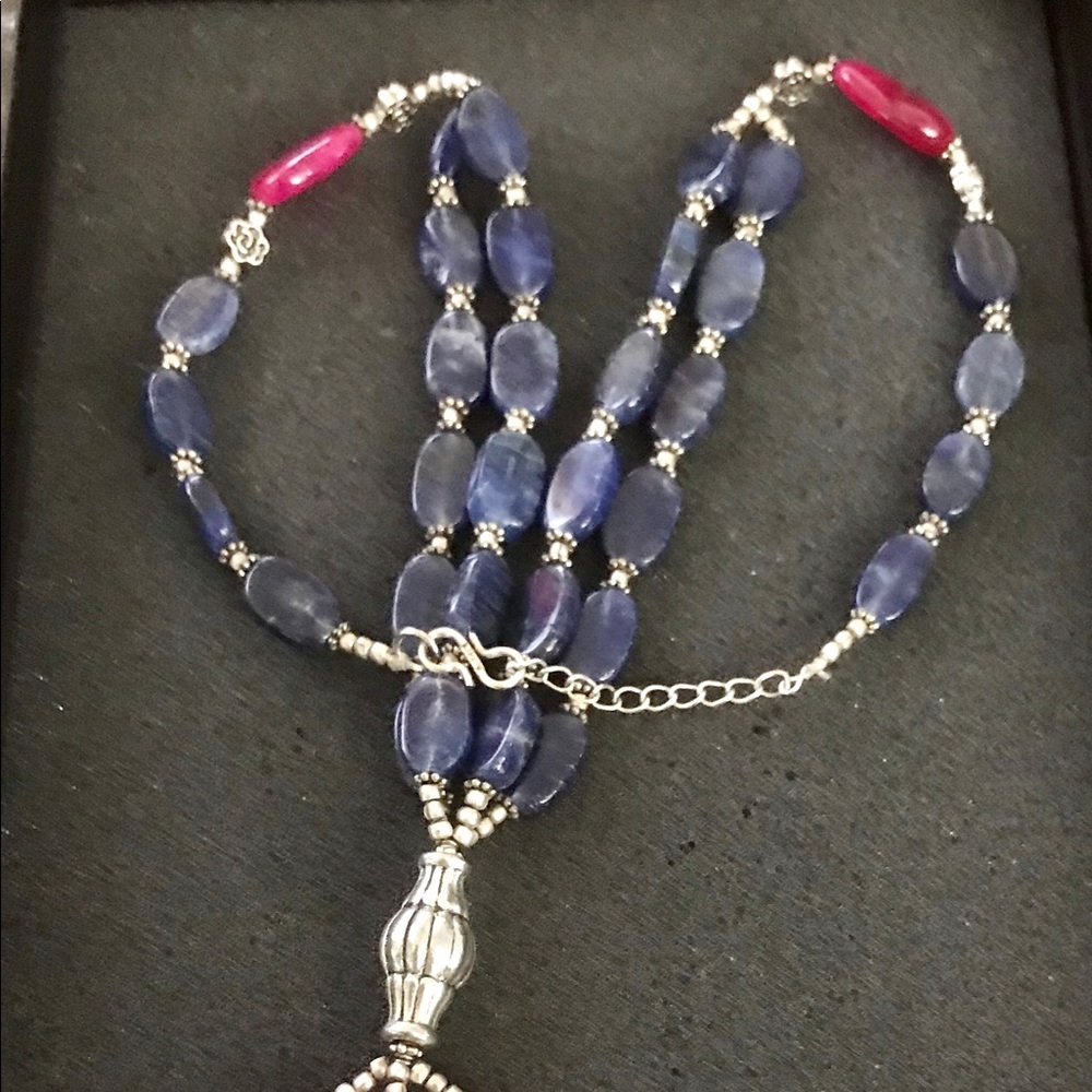 Lapis Lazuli And Ruby Red Quartz 925 Necklace - image 5